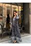 100% Viscose Bohemian Alaçatı Dress V-Neck Ethnic Patterned Viscose Dress Suitable for Modest Wear - 4