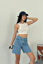 Women's High Waist Straight Fit Shorts Jeans - 6
