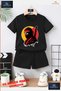 Children's Unisex “Samurai Masked Head“ Custom Printed Crew Neck T-Shirt - Shorts Set