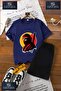 Children's Unisex “Samurai Masked Head“ Custom Printed Crew Neck T-Shirt - Shorts Set
