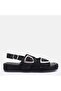 Large Size Women's Khaki Leather Sandals 41-42-43-44-45 Black Suede - 7