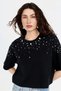 Black T-Shirt with Stone Detail - 3