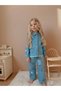Yigit Boutique Floral Embroidered Denim Fabric Girl's Bottom Top Suit - 4