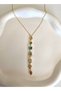 7 Element Color Stone Gold Silver Steel Y Low-Cut Necklace