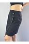 Button Detail Asymmetry Women's Skirt - 3