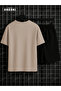 No Border Tiger Printed Cotton Men's Beige T-Shirt-Black Shorts Set - 2