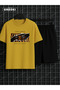 No Border Tiger Printed Cotton Men's Yellow T-Shirt-Black Shorts Set