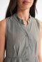 4702 Women's Pleated Shirt Dress Khaki - 6