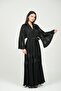Belted Detailed Black Abaya with shawl - 3