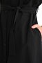 4721 Women's V-Neck Button Detailed Linen Dress Black - 6