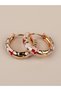 Marivelle Enamel Floral Pattern Vintage Hoop Earrings - 3