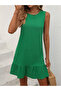 Women's Relaxed Fit Ruffled Crinkle Fabric Woven Dress - 3