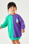 Kids Daisy 1940 Printed Purple-green Color 2/14 Years Old Girl's Sweat Dress