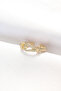 Mey imports ®   Gold color adjustable ring with belt buckle design and zircon stone
