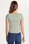 Women's Slim Fit Close-Fitting Cotton Short Sleeve U Neck Mint Blouse - 5