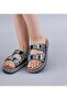 25Y103 Women's High Cork Sole Stone Double Tape Slippers - 3