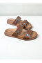 Tan Genuine Leather Women's Daily Comfortable Slippers - 2