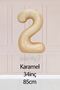 2 Year Old Caramel Number Balloon 34 Inch Sand Beige Age Balloon - 2