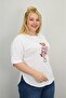 Women's Plus Size Short Sleeve Stone Detailed Bear Printed Oversize T-Shirt 1926-25 - 4