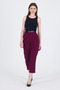 Burgundy High Waist Belted Carrot Cut Trousers 6418A - 2