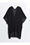 Black Women's Shawl Shawl Collar Z Kimono by Güli̇s Gi̇yi̇m - 2