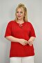 Women's Plus Size Short Sleeve Collar Piping Detailed Blouse 1970-25 - 3