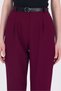 Burgundy High Waist Belted Carrot Cut Trousers 6418A - 4