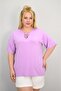 Women's Plus Size Short Sleeve Collar Piping Detailed Blouse 1970-25 - 2