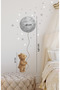Pastel Balloon Baby Teddy Bear - Moon and Stars Decorative Kids Room Wall Sticker Set - 3