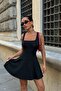 SHORTS-STYLE, SQUARE NECK, STRETCHY, SHAPING SUMMER DRESS