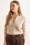 Women's Camel Embroidered Detail Muslin Shirt GML-19001333 - 5