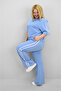 Women's Plus Size Stripe and Waist Drawstring Detail Short Sleeve Tracksuit Set 8197-25 - 5