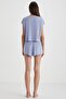 Women's Comfortable Home Wear Set – Summer Model with Indigo Shorts C8T5N49 - 5