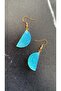 Serrated Crystal Pattern Water Green Color Gold Accessories Half Circle Moon Shape Epoxy Earrings Handmade - 8