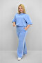 Women's Plus Size Stripe and Waist Drawstring Detail Short Sleeve Tracksuit Set 8197-25 - 6