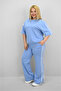 Women's Plus Size Stripe and Waist Drawstring Detail Short Sleeve Tracksuit Set 8197-25 - 4