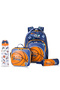 18" Set of 4 Backpack w/ Water Bottle, Lunch Bag and Pencil Case-Basket Ball