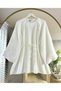 Women's Balloon Sleeve Belly Tie Back Tunic White Tunic Shirt Rz01 - 3