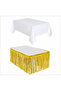 4 Pieces White Table Cloth, Gold Table Skirt, 2 Pieces Gold Back Fonts - 2