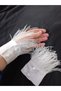 Anjali Feather Detailed Detachable Cuff Bracelet White - 7