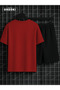 Stand Back Printed Cotton Men's Red T-Shirt-Black Shorts Set - 2