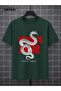 Stand Back Printed Cotton Men's Forest Green T-Shirt-Black Shorts Set - 3