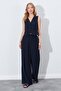 Women's Black Wide Leg Elastic Waist Trousers - 3