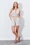 Women's Natural Crop Blouse Shorts Linen Set - 2