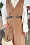 Button Detailed Sleeveless Hijab Dress Chocolate Brown - 3