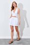 Women's Ecru Crop Blouse Shorts Linen Set - 4