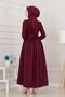 Mia Balloon Dress-Burgundy - 5