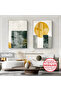 Amazing | Abstract Yellow-Green Modern Bohemia Combination | Framed Glass Table 2 Pieces Vertical