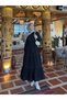 Lace Trimmed Hijab Dress with Layered Skirt Tie Waist and Long Sleeves – Stylish and Comfortable Design - 5
