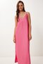 Women's Pink Strap Summer Midi Crinkle Dress Mx00195 - 3
